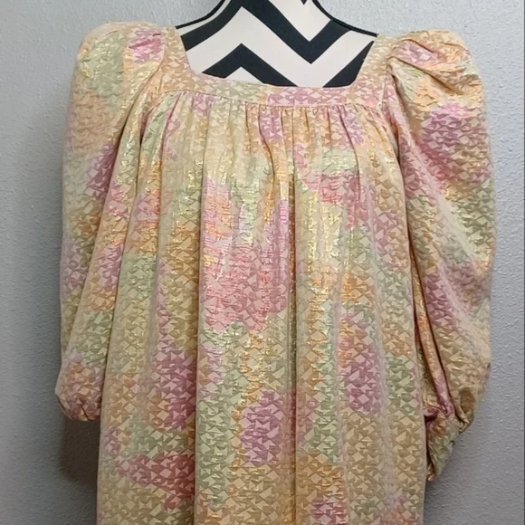 Mr. Larkin Pastel Ethereal Fairy Coquette Metallic Ode Sz S Midi Dress - Picture 5 of 15